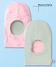 Ben Benny Interlock Knit Reversible Monkey Cap With Floral Print Pink & Olive Green - Diameter 10.5 cm