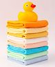Ben Benny Terry Solid Color Wash Cloth Pack of 8 L 25 x B 25 cm with a Duck Toy - Yellow & Light Blue