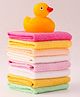 Ben Benny Terry Solid Color Wash cloth Pack of 8 L 25 x B 25 cm with a Duck Toy - Yellow & Light Pink