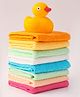 Ben Benny Terry Solid Color Wash cloth Pack of 8 L 25 x B 25 cm with a Duck Toy - Yellow & Light Blue