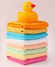 Ben Benny Terry Solid Color Wash cloth Pack of 8 L 25 x B 25 cm with a Duck Toy - Yellow & Light Blue