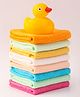 Ben Benny Terry Solid Color Wash cloth Pack of 8 L 25 x B 25 cm with a Duck Toy - Yellow & Light Blue