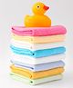 Ben Benny Terry Solid Color Wash cloth Pack of 8 L 25 x B 25 cm with a Duck Toy - Yellow & Light Blue