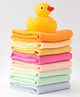 Ben Benny Terry Solid Color Wash cloth Pack of 8 L 25 x B 25 cm with a Duck Toy - Yellow & Pink