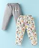 Ben Benny Interlock Knit Full Length Animals Printed Lounge Pants Pack of 2 - White & Grey
