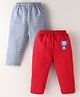 Ben Benny Interlock Knit Full Length Lounge Pants with Striped & Elephant Print Pack of  2 - Red & Blue