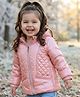 Babyhug Woven Full Sleeves Padded Hooded Jacket with Quilted Design & Solid Colour - Pink