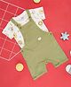 YU by Pantaloons Solid Dungaree With Half Sleeves Animal Printed Tee Set - Olive