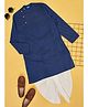 YU by Pantaloons Cotton Full Sleeves Striped Kurta With Dhoti - Blue