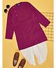 YU by Pantaloons Cotton Full Sleeves Striped Kurta With Dhoti - Wine
