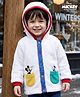 Babyhug Disney Woven Full Sleeves Hooded Fur Jacket with Mickey Mouse & Friends Patch Detailing - White