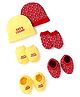 Doodle Poodle Interlock Knit Cap Mittens & Booties with Text Print Pack of 2 -Red & Yellow