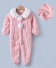 Kookie Kids Full Sleeves Winter Wear Romper with Pom Pom Applique  - Pink