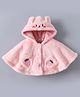 Kookie Kids Full Sleeves Poncho Style Hoodie with Pockets & Bunny Applique -  Pink