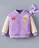 Kookie Kids Full Sleeves Bomber Jacket with Bear Embroidery - Purple