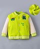 Kookie Kids Full Sleeves Bomber Jacket with Animal Embroidery - Neon Green