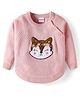 Babyhug Knit Full Raglan Sleeves Sweater With Kitty Embroidery - Pink
