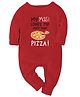 Zeezeezoo 100% Cotton Full Sleeves My Masi Loves Me More Than Pizza Printed Romper - Red