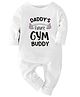 Zeezeezoo 100% Cotton Full Sleeves Daddys Future Gym Buddy Printed Romper - White