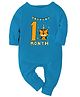 Zeezeezoo 100% Cotton Full Sleeves Birthday 1st Month Animal Printed Romper - Blue
