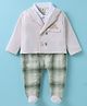 ToffyHouse Cotton Knit Full Sleeves Checkered Footed & Collared Party Romper - Green