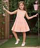 Lagorii Sleeveless Hakoba And Embroidered Cotton Frock - Peach