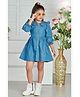 Lagorii 3/4th Sleeves Cute Printed Denim Dress - Blue