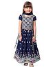 Babyhug Woven Half Sleeves Choli Lehenga & Dupatta Set With Sequin Embroidery & Tassel Detailing - Navy Blue