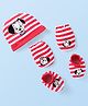 Babyhug Disney Interlock Knit Cap Mittens & Booties With 101 Dalmatians Graphics -Red