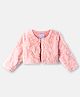 Babyhug Fur Woven Floral Corsage Full Sleeves Winter Jacket - Baby Pink