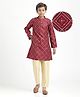 Pine Kids Woven Full Sleeves Sequinned Kurta Pyjama Set - Maroon
