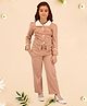 Cutecumber Full Sleeves Pintuck Design & Pearl Embellished Coordinating Top With Culottes - Beige