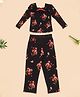 Cutecumber Cotton Knit Full Sleeves Floral Printed Coordinating Night Suit - Black