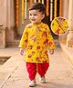 Babyhug 100% Cotton Woven Cambric Full Sleeves Floral Printed Kurta & Dhoti Set - Yellow