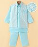 Ridokidz Full Sleeves Solid Kurta Pyjama With Abstract  Embroidered Sequin Embellished Jacket - Sky Blue