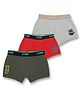 3PIN Pack Of 3 Cotton Elastane Car Racing Theme & Text Printed Trunks - Green Red & Grey