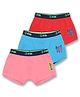 3PIN Pack Of 3 Cotton Elastane Roar & Awesome Vibes Text Printed Trunks - Red Blue & Peach