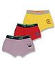 3PIN Pack Of 3 Cotton Elastane Awesome Vibes Text & Nautical Theme Printed Trunks - Purple Red & Yellow