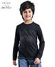 Arias Cotton Knit Full Sleeve Stretch T-Shirt with Text Print - Black
