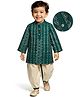 Babyhug Woven Mandarin Collar Full Sleeves Kurta Dhoti Set with Sequin Embroidery - Green