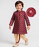 Babyhug Woven Full Sleeves Sequenced Embroidered Dhoti Kurta Set - Maroon