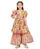 Teentaare Cotton Flutter sleeves Kurta & Gharara Set Floral Print - Yellow
