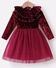Kookie Kids Full Sleeves  Winter Frock with Frill Detailing - Maroon