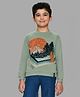 Mi Arcus 100% Cotton Full Sleeves Scenery Printed Sweatshirt - Light Green