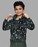 Mi Arcus Full Sleeves Printed Hooded Fur Jacket - Green