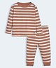 Mi Arcus Unisex 100% Cotton Full Sleeves Striped Tee With Coordinating Pajama Set - Brown