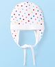 Babyhug 100% Cotton Knit Polka Dots Print Cap With Knot White - Diameter 9 cm