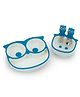 StarKiddo 'Owl' Silicone Plate and Bowl for Kids with Spoon & Fork|Baby-Led Self Feeding Stay Put Divided Feeding Weaning Plates Unbreakable | Non-Slip Suction Bowl (Blue)