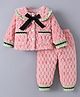 Kookie Kids Full Sleeves Winter Wear Night Suit With Bow Applique - Pink