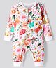 Bonfino 100% Cotton Knit Full Sleeves Sleep Suit With Floral Print - Bright White